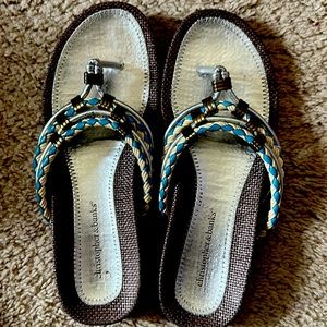 Vintage Cute Christopher & Banks sandals toe thong flip flops size 7.5